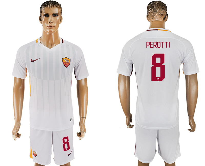 Men 2017-2018 club Rome away 8 white soccer jersey